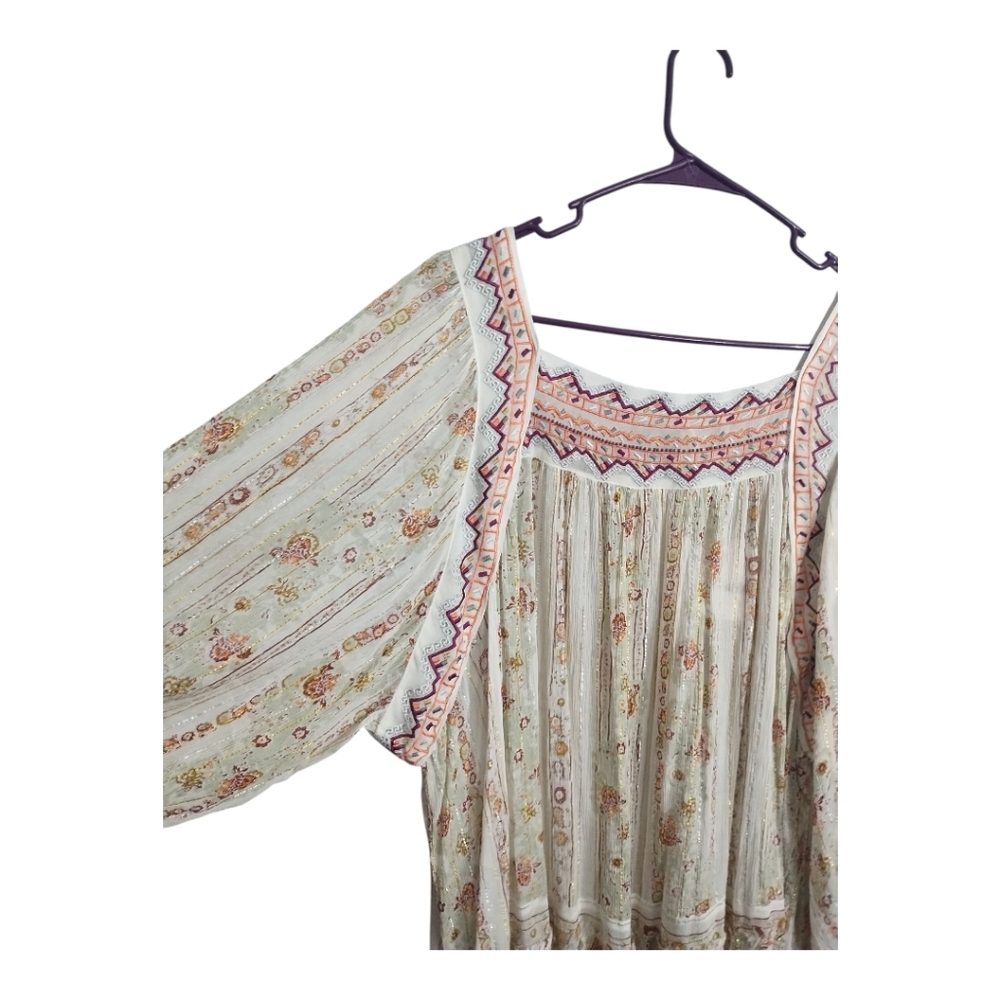 Free People Dance Magic Embroidered Yoke Flowy Boho Festival Hippie Tunic L - Picture 7 of 12